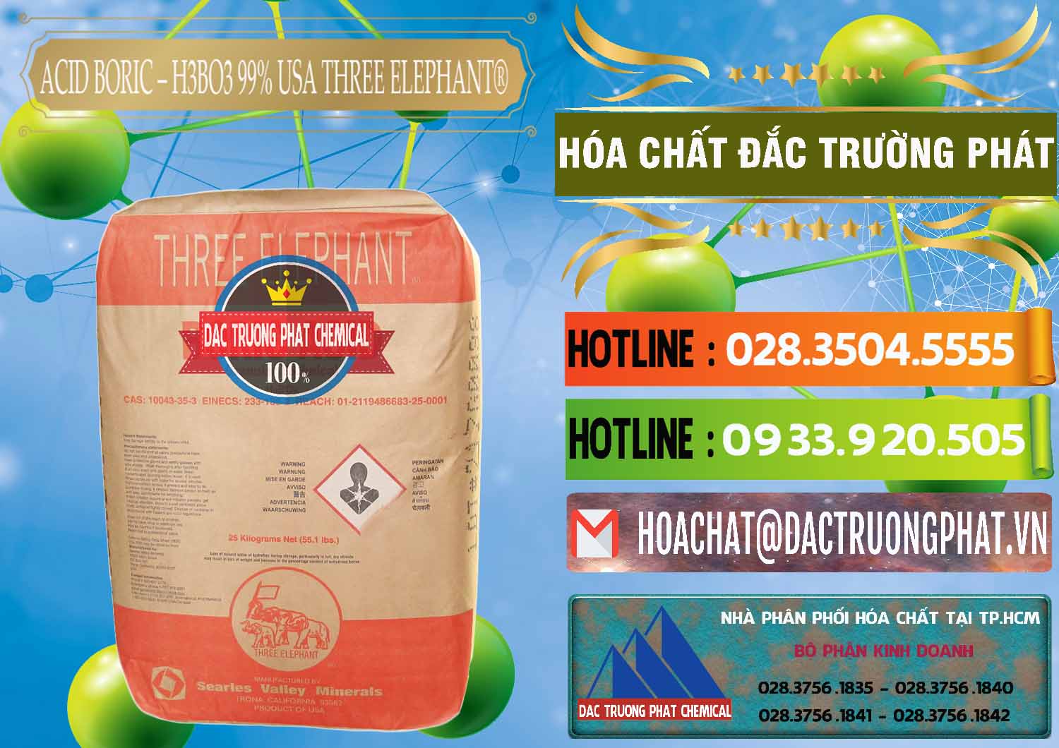 Công ty bán - phân phối Acid Boric – Axit Boric H3BO3 Mỹ USA Three Elephant® - 0005 - Đơn vị cung cấp & phân phối hóa chất tại TP.HCM - cungcaphoachat.com.vn