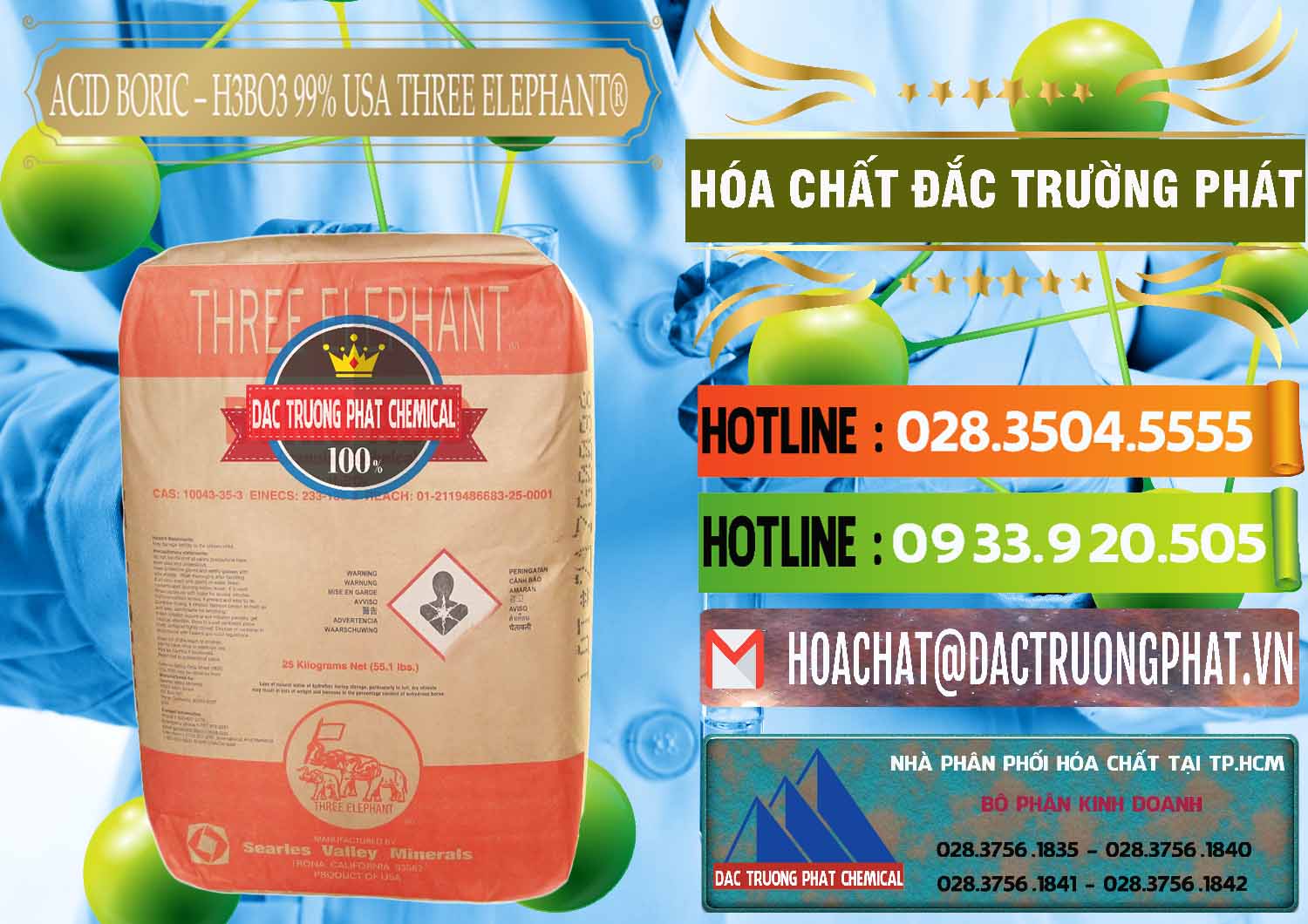Công ty bán và cung cấp Acid Boric – Axit Boric H3BO3 Mỹ USA Three Elephant® - 0005 - Nơi chuyên phân phối - bán hóa chất tại TP.HCM - cungcaphoachat.com.vn