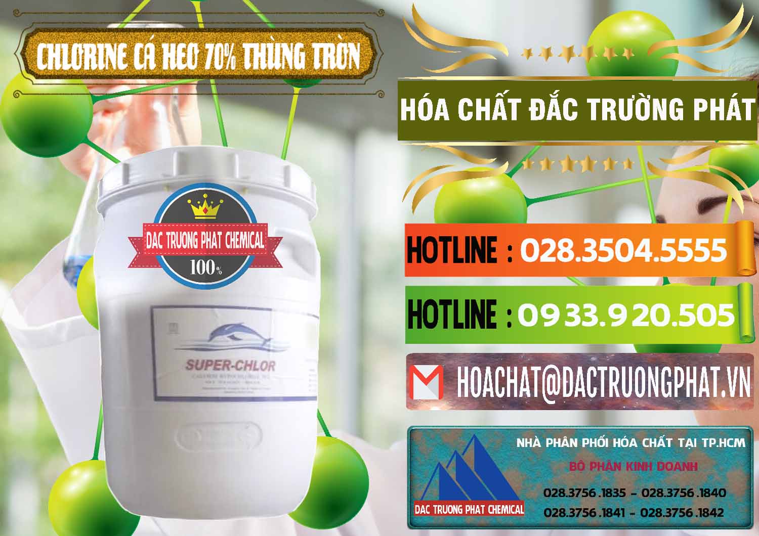 Nơi chuyên kinh doanh _ bán Clorin - Chlorine Cá Heo 70% Super Chlor Thùng Tròn Nắp Trắng Trung Quốc China - 0239 - Nơi cung cấp và nhập khẩu hóa chất tại TP.HCM - cungcaphoachat.com.vn