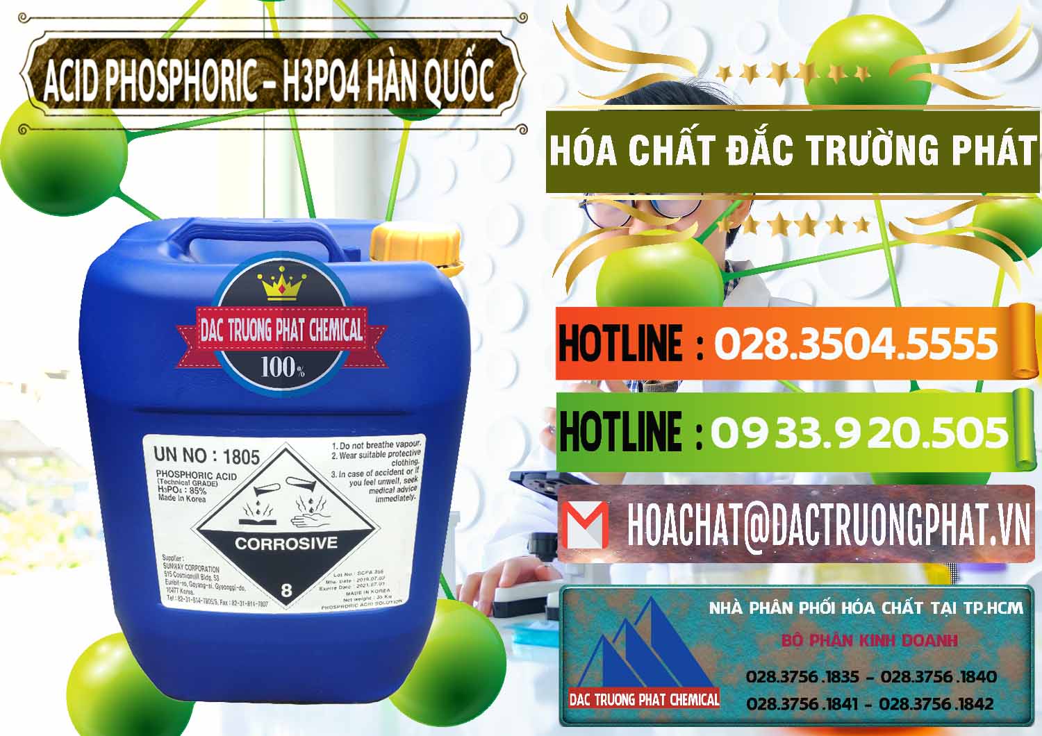 Nơi cung ứng - bán Acid Phosphoric – H3PO4 85% Can Xanh Hàn Quốc Korea - 0016 - Cung cấp và kinh doanh hóa chất tại TP.HCM - cungcaphoachat.com.vn