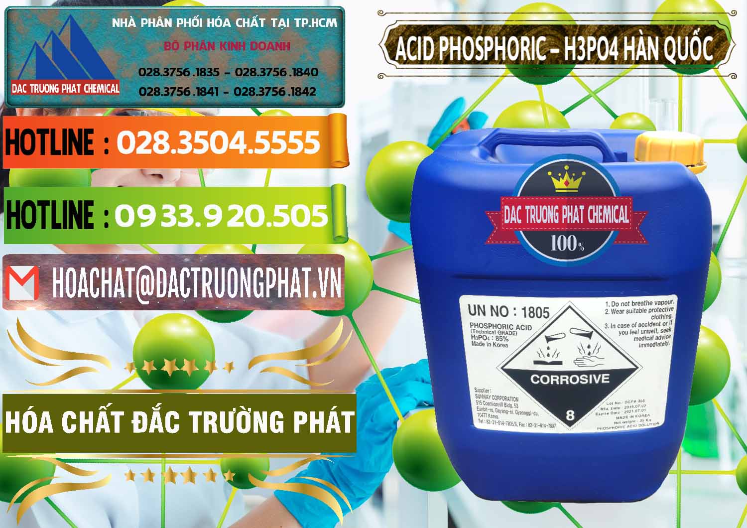 Nơi cung ứng & bán Acid Phosphoric – H3PO4 85% Can Xanh Hàn Quốc Korea - 0016 - Đơn vị chuyên cung cấp & nhập khẩu hóa chất tại TP.HCM - cungcaphoachat.com.vn