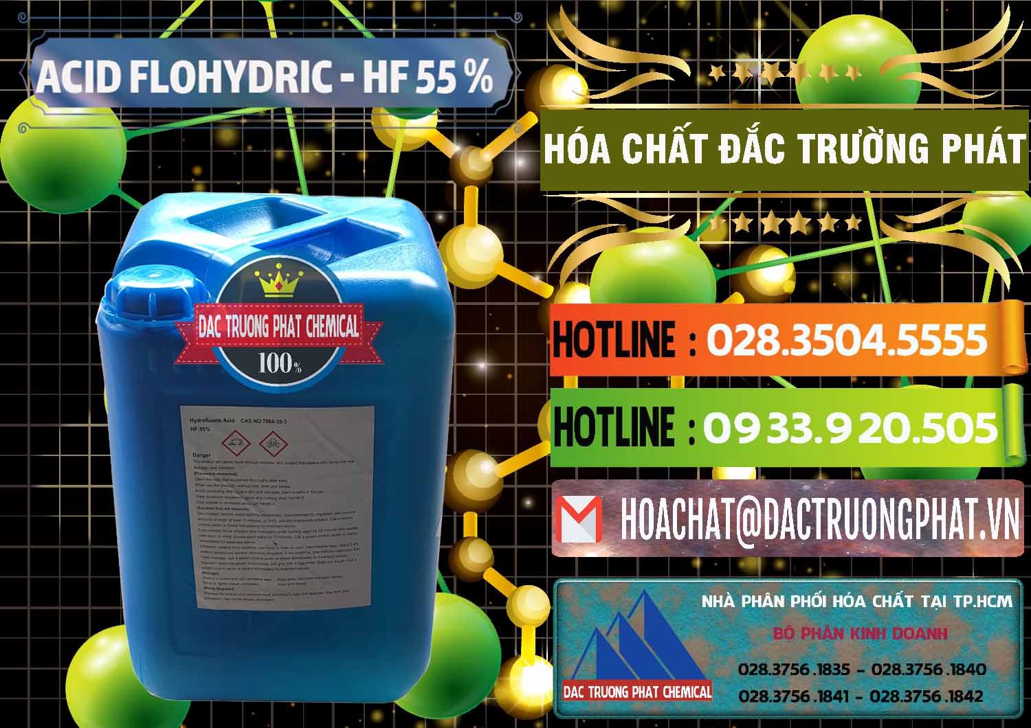 Nơi bán & phân phối Axit HF - Acid HF 55% Can Xanh Trung Quốc China - 0080 - Nhập khẩu ( phân phối ) hóa chất tại TP.HCM - cungcaphoachat.com.vn