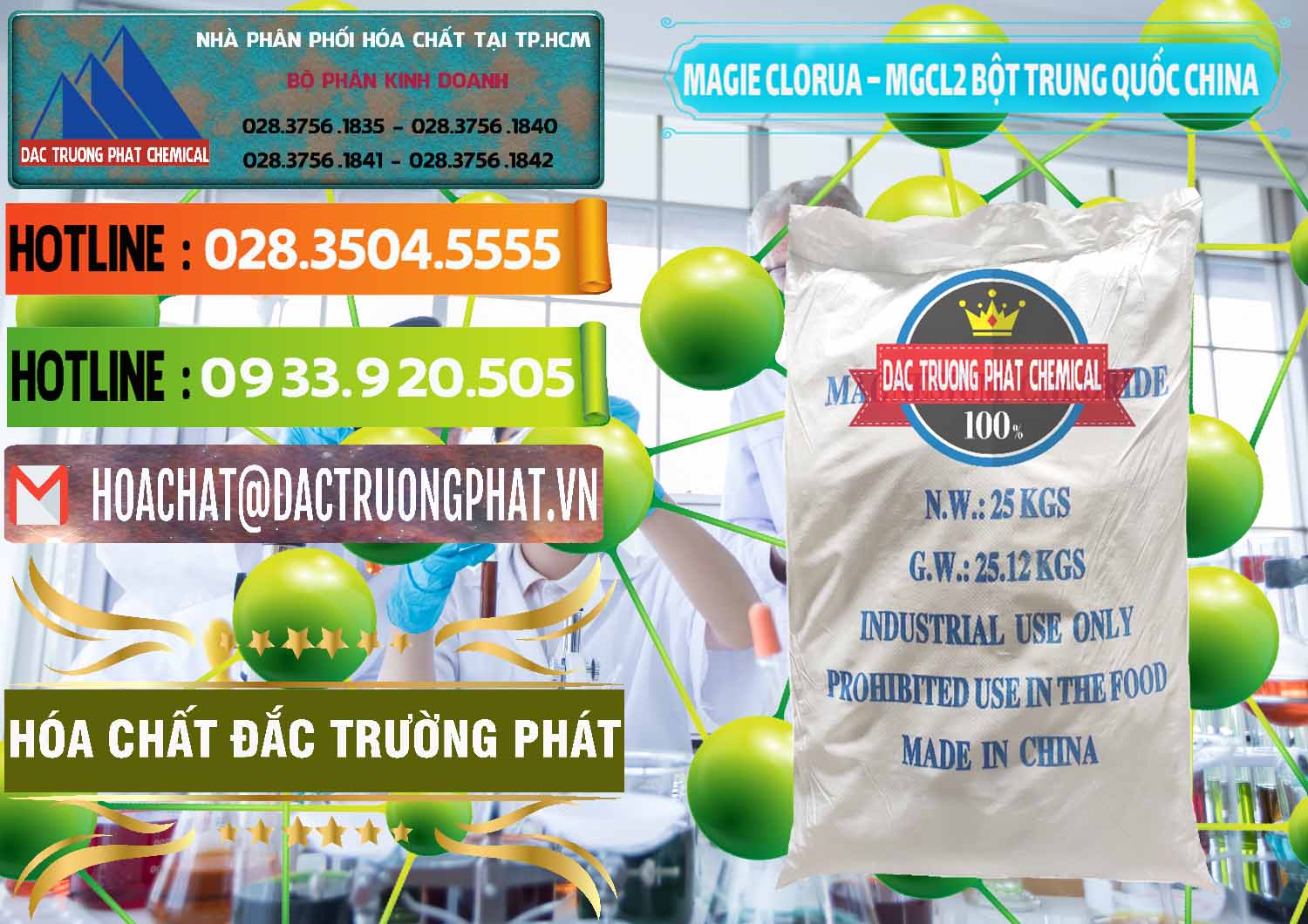 Nhà phân phối ( bán ) Magie Clorua – MGCL2 96% Dạng Bột Bao Chữ Xanh Trung Quốc China - 0207 - Nơi phân phối & cung cấp hóa chất tại TP.HCM - cungcaphoachat.com.vn