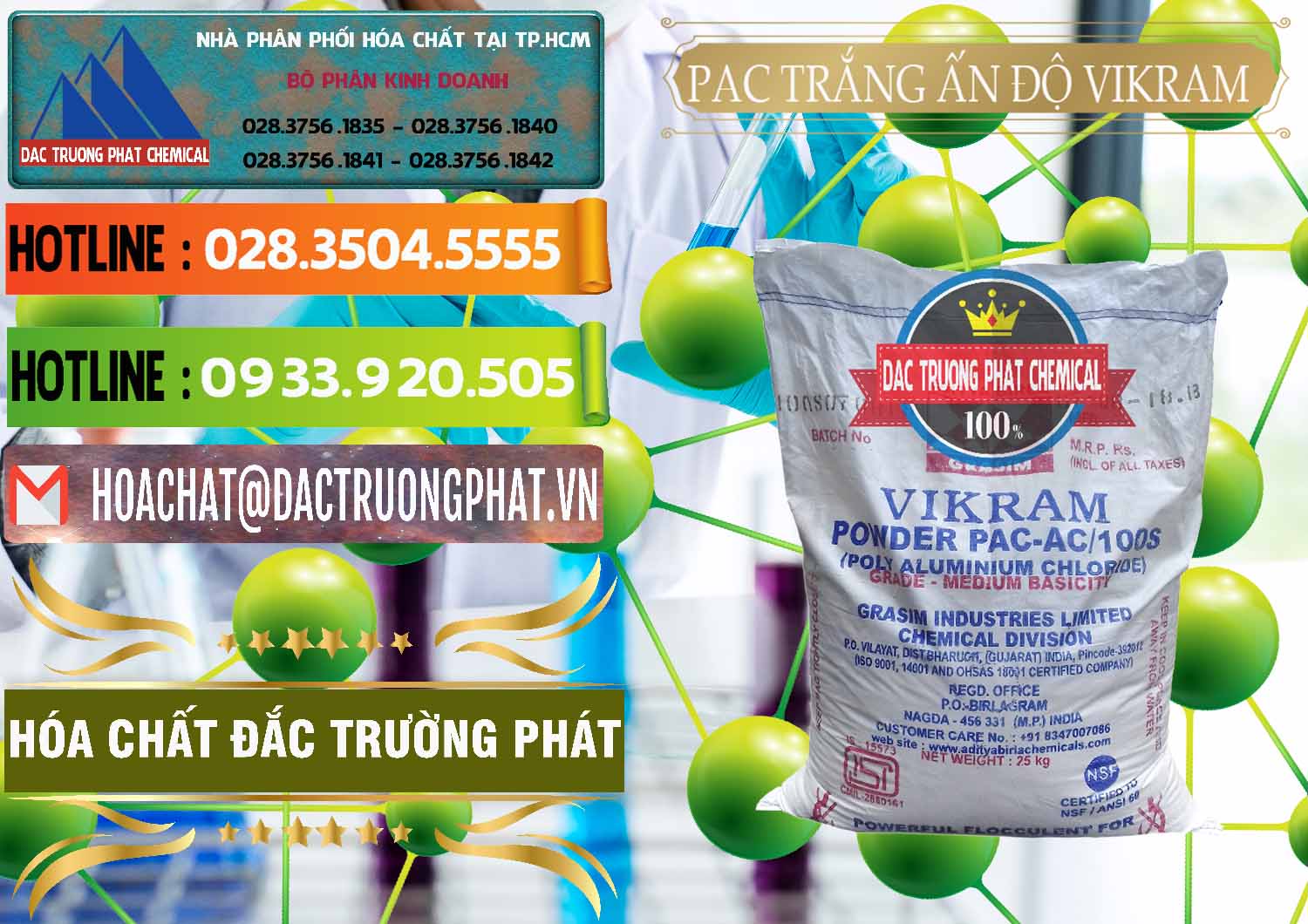 Cty cung cấp & bán PAC - Polyaluminium Chloride Ấn Độ India Vikram - 0120 - Đơn vị chuyên phân phối ( nhập khẩu ) hóa chất tại TP.HCM - cungcaphoachat.com.vn