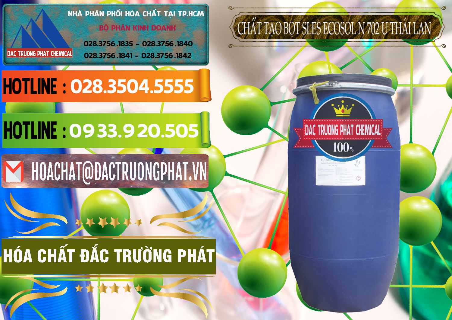 Nơi chuyên bán và phân phối Chất Tạo Bọt Sles - Sodium Lauryl Ether Sulphate Ecosol N 702 U Thái Lan - 0254 - Cty kinh doanh - cung cấp hóa chất tại TP.HCM - cungcaphoachat.com.vn