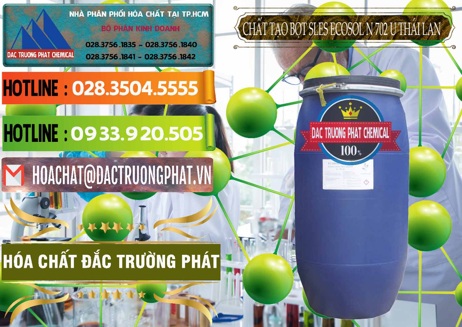 Bán và phân phối Chất Tạo Bọt Sles - Sodium Lauryl Ether Sulphate Ecosol N 702 U Thái Lan - 0254 - Đơn vị cung cấp và phân phối hóa chất tại TP.HCM - cungcaphoachat.com.vn