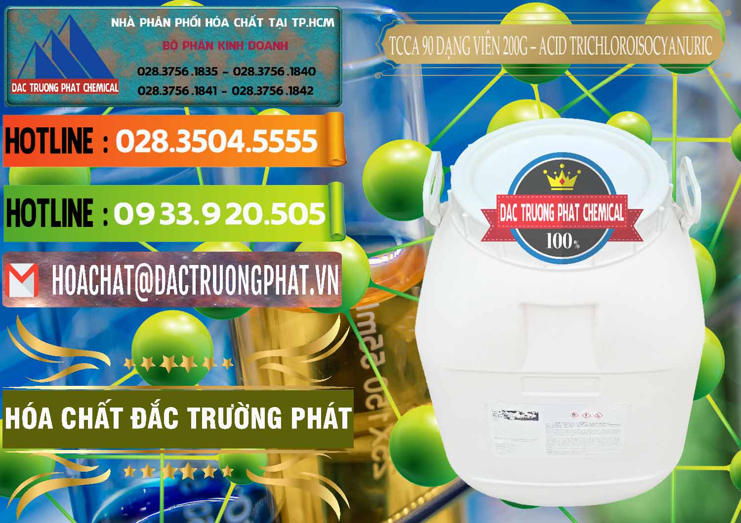 Đơn vị cung cấp ( bán ) TCCA - Acid Trichloroisocyanuric 90% Dạng Viên 200G Trung Quốc China - 0162 - Đơn vị chuyên cung cấp & kinh doanh hóa chất tại TP.HCM - cungcaphoachat.com.vn
