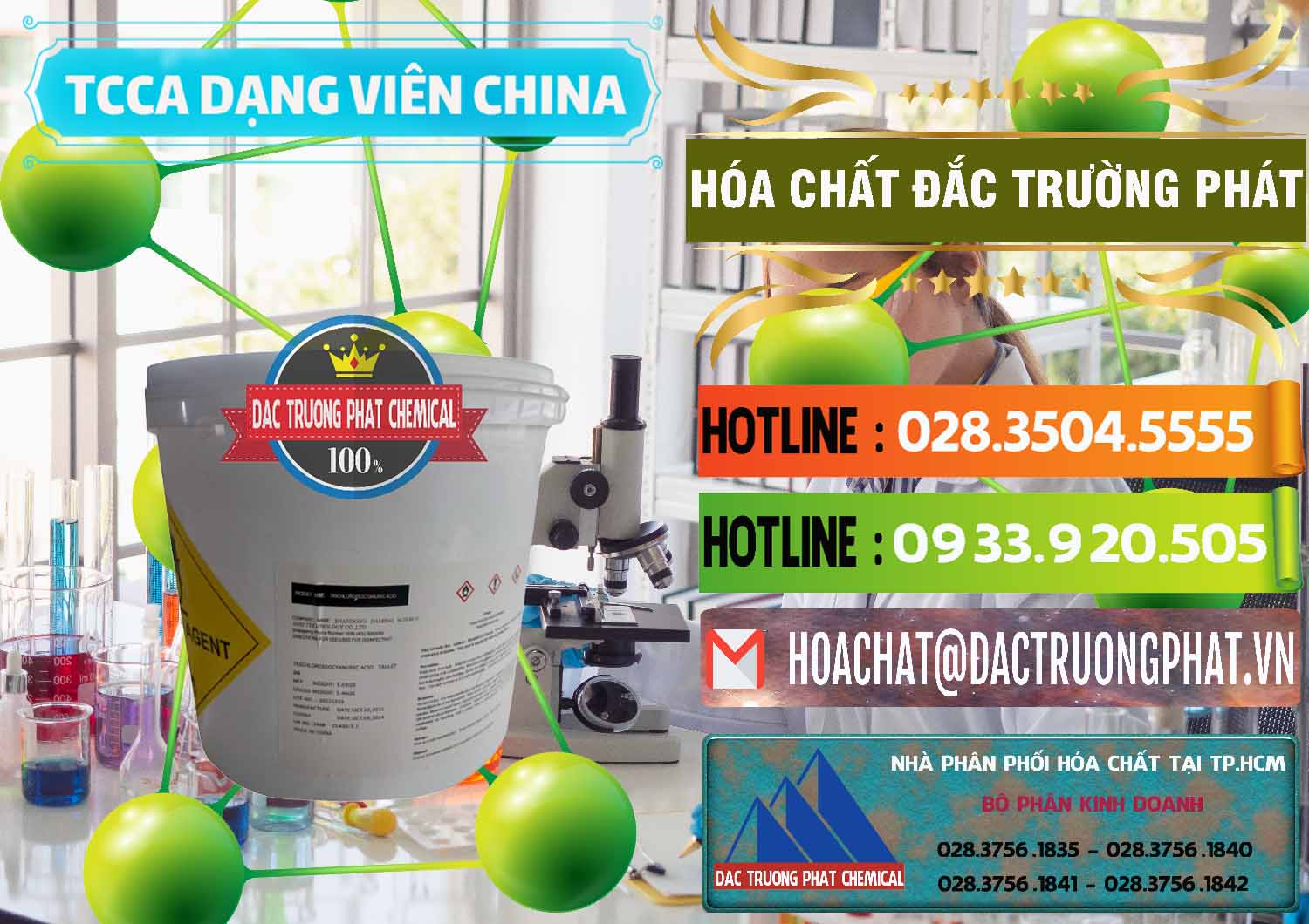 Cty kinh doanh & bán TCCA - Acid Trichloroisocyanuric Dạng Viên Thùng 5kg Trung Quốc China - 0379 - Nơi cung cấp ( nhập khẩu ) hóa chất tại TP.HCM - cungcaphoachat.com.vn