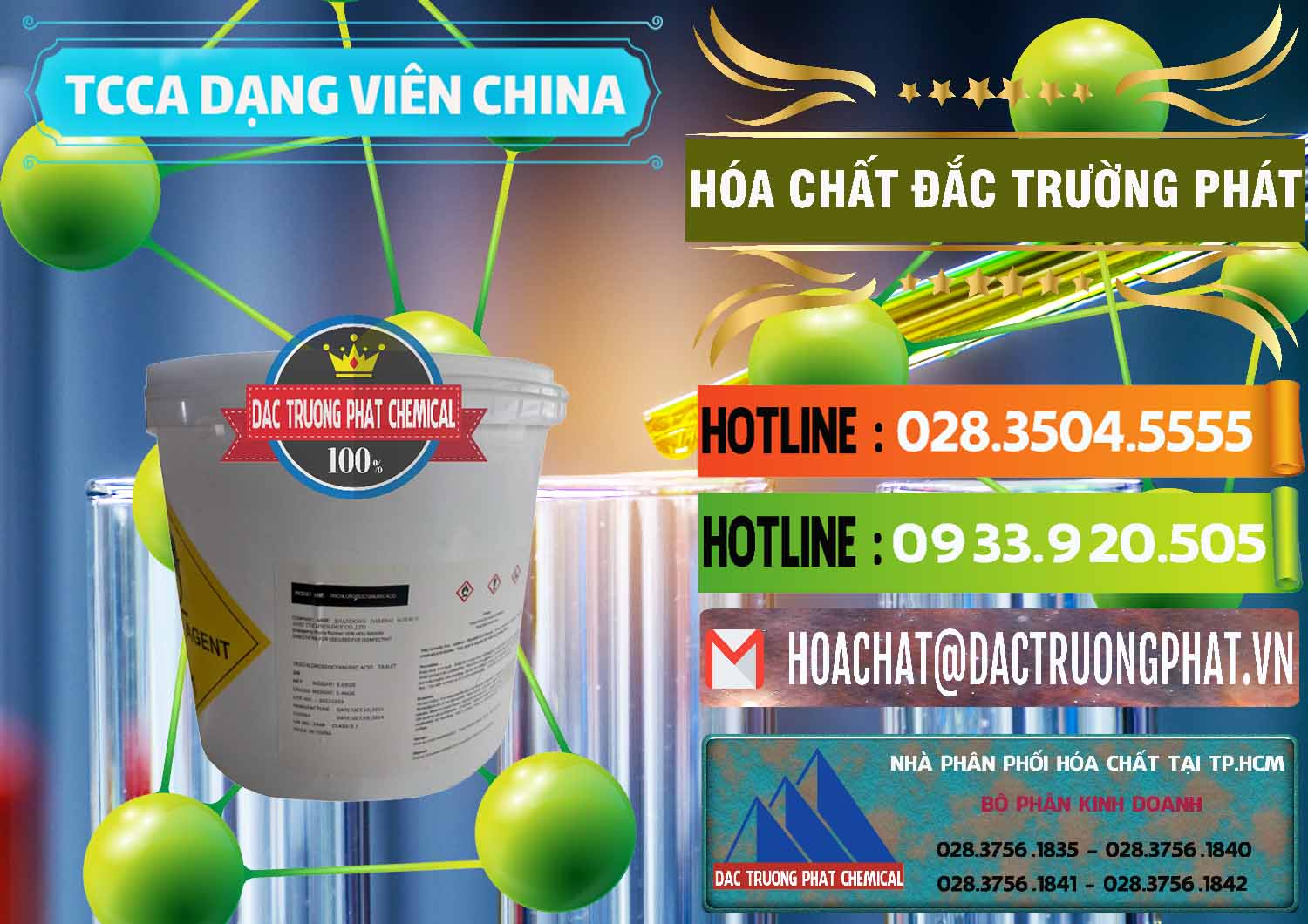 Cty bán ( cung cấp ) TCCA - Acid Trichloroisocyanuric Dạng Viên Thùng 5kg Trung Quốc China - 0379 - Nhà cung ứng ( phân phối ) hóa chất tại TP.HCM - cungcaphoachat.com.vn