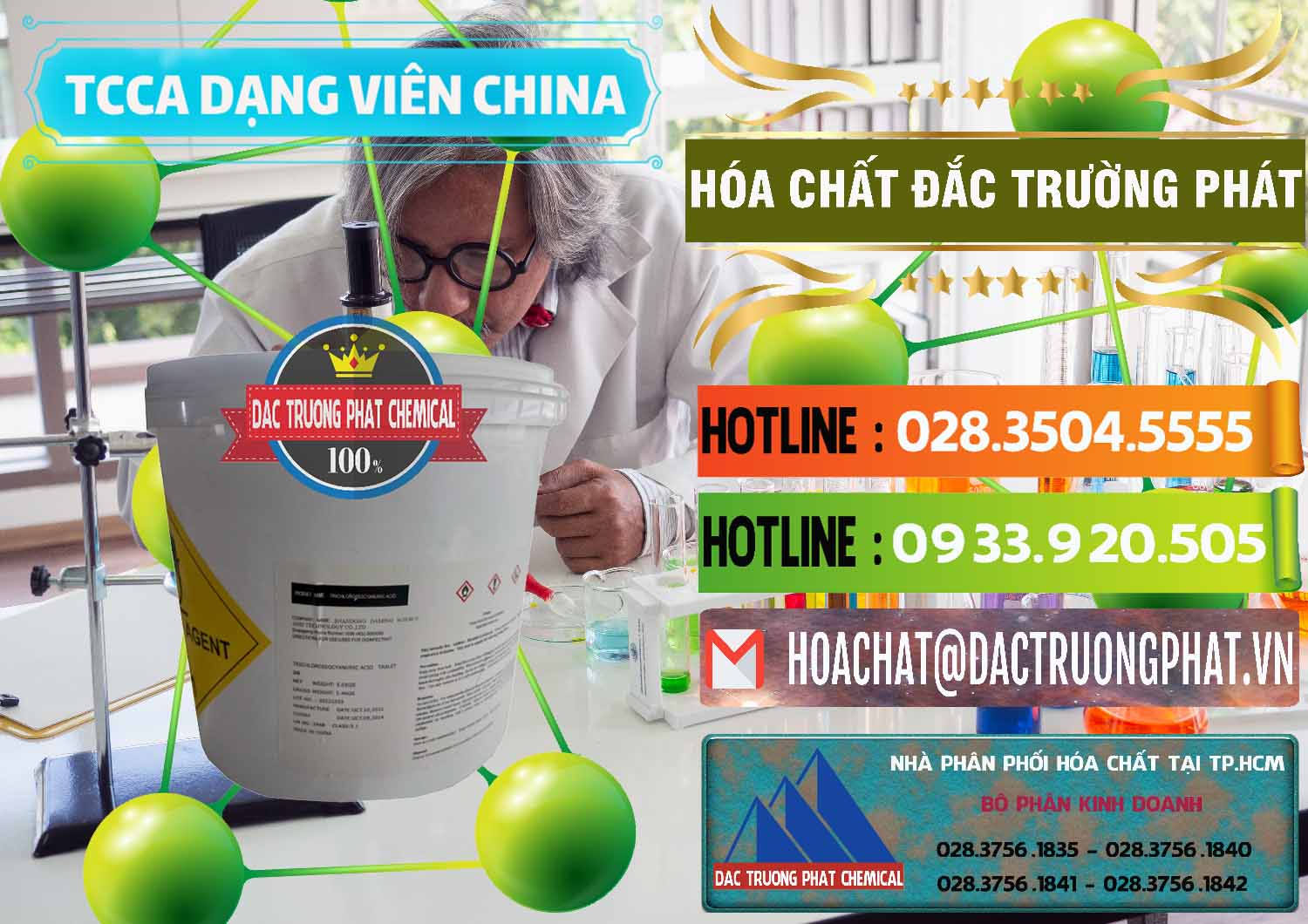 Cty cung cấp ( bán ) TCCA - Acid Trichloroisocyanuric Dạng Viên Thùng 5kg Trung Quốc China - 0379 - Cung cấp ( nhập khẩu ) hóa chất tại TP.HCM - cungcaphoachat.com.vn