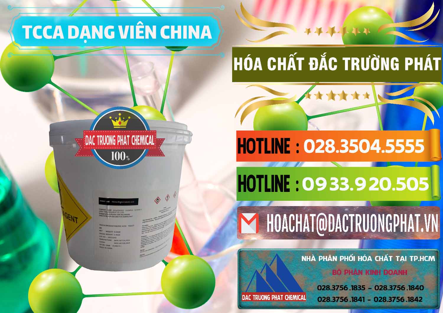 Đơn vị bán - phân phối TCCA - Acid Trichloroisocyanuric Dạng Viên Thùng 5kg Trung Quốc China - 0379 - Nơi chuyên nhập khẩu _ phân phối hóa chất tại TP.HCM - cungcaphoachat.com.vn